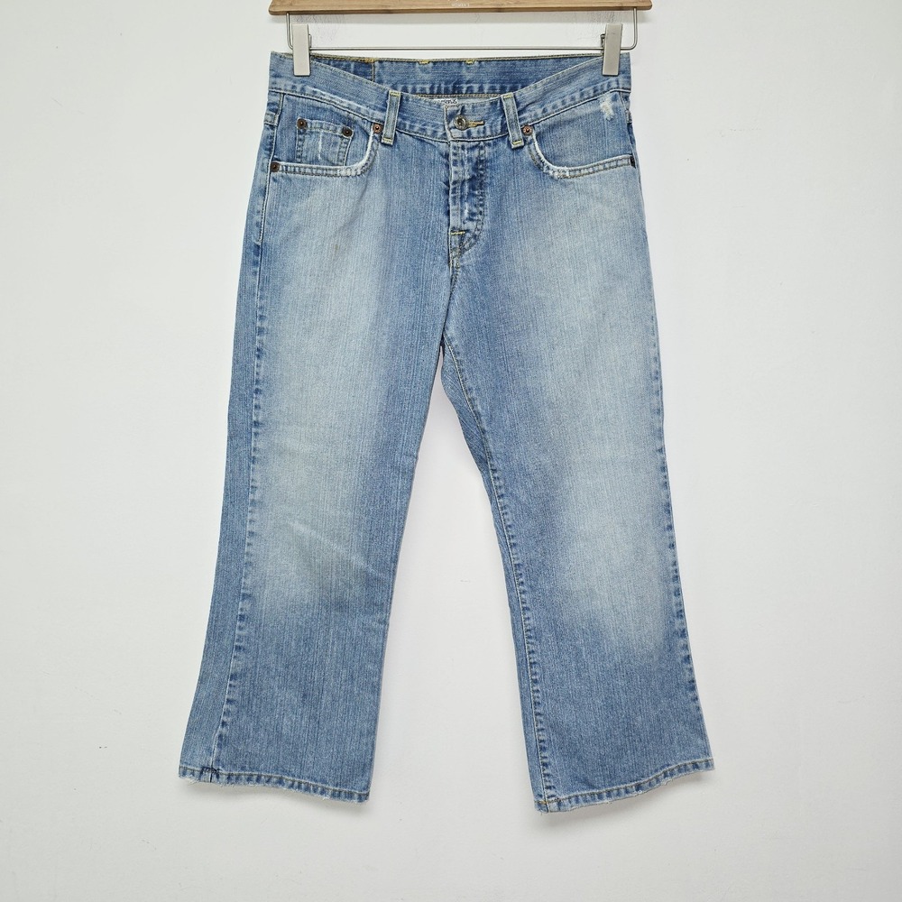 Lucky Brand Jeans Easy Rider Crop Mid Rise Distressed Size 4 /27 USA Made Boho
